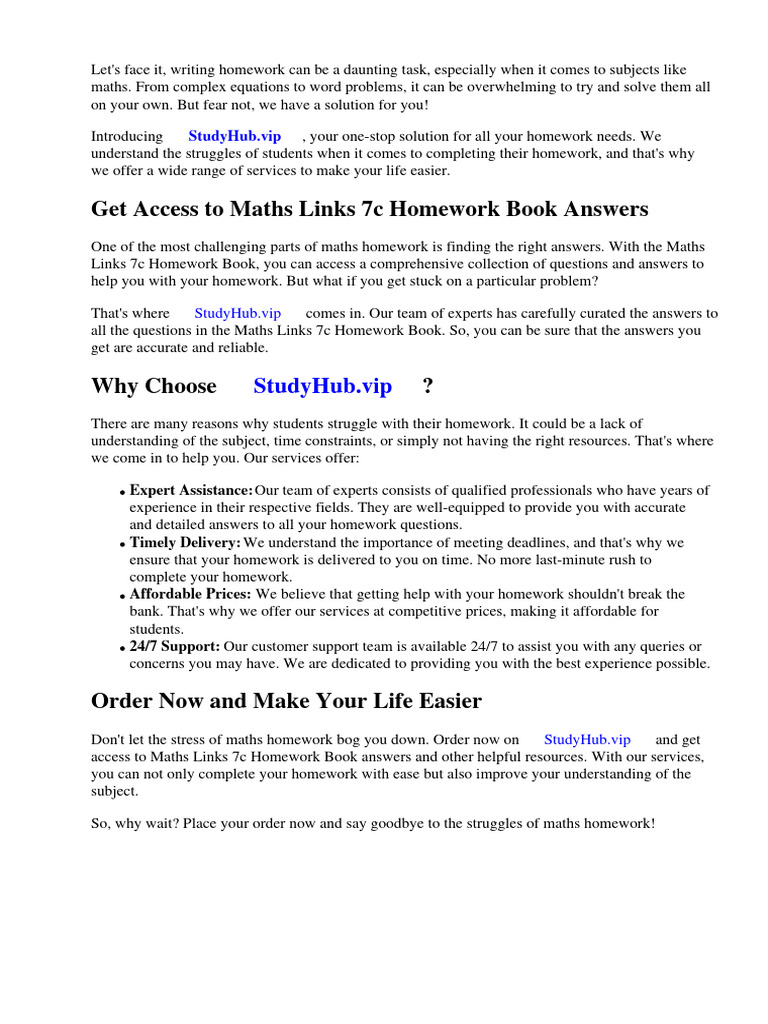 Maths Links 7c Homework Book Answers | PDF | Books | Mathematics