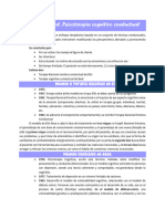 Psicoterapia cognitivo conductual. Psicologia clinica. 