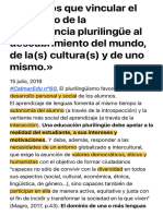 Tenemos Que Vincular El Desarrollo de La Competencia Plurilingüe Al Descubrimiento Del Mundo, de La