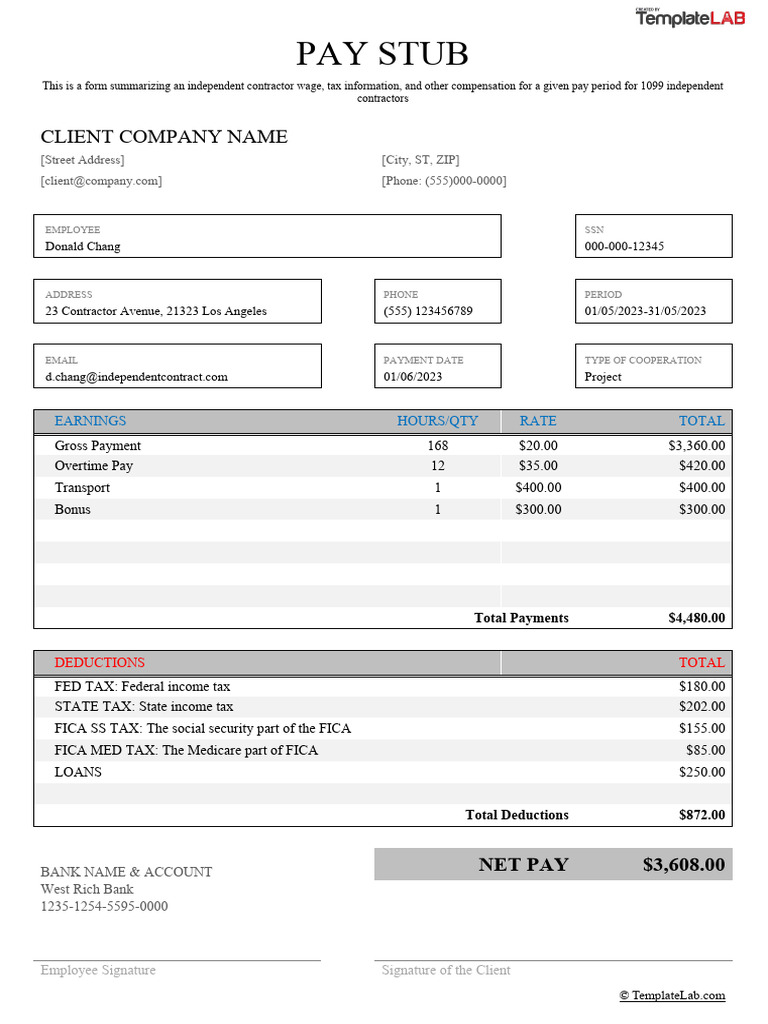 1099 Pay Stub Template TemplateLab.com | PDF | Economy Of The United