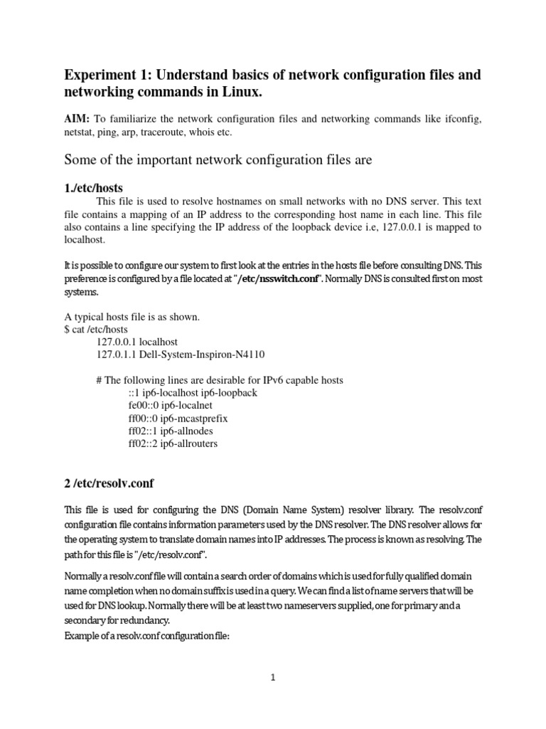 Network configuration files and commands pdf domain name system