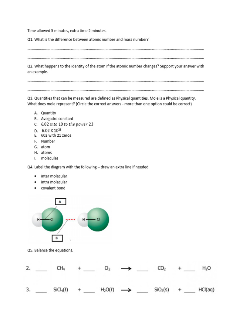 Atomic Number, Mass Number, and Moles Explained | PDF | Mole (Unit) | Atoms