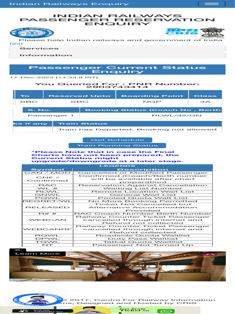 Train Reservation Status Guide | PDF | Rail Transport | Transport