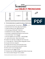 Object and Subject Pronouns Worksheet
