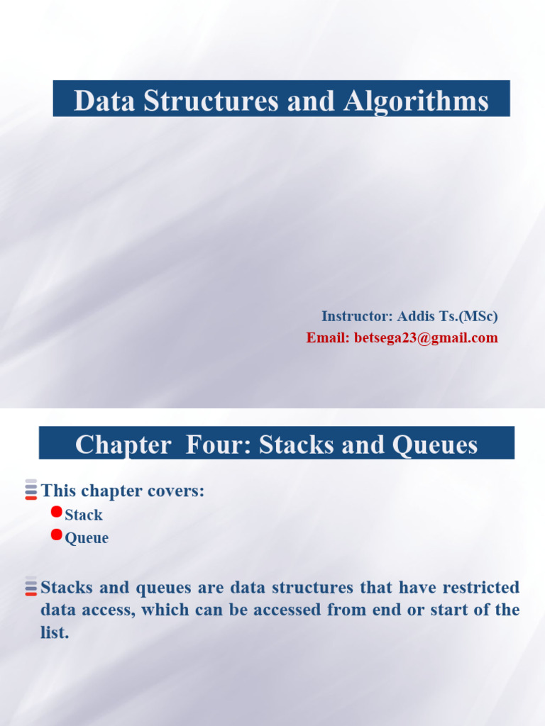 Chapter 4 - Stacks and Queues | PDF | Queue (Abstract Data Type ...