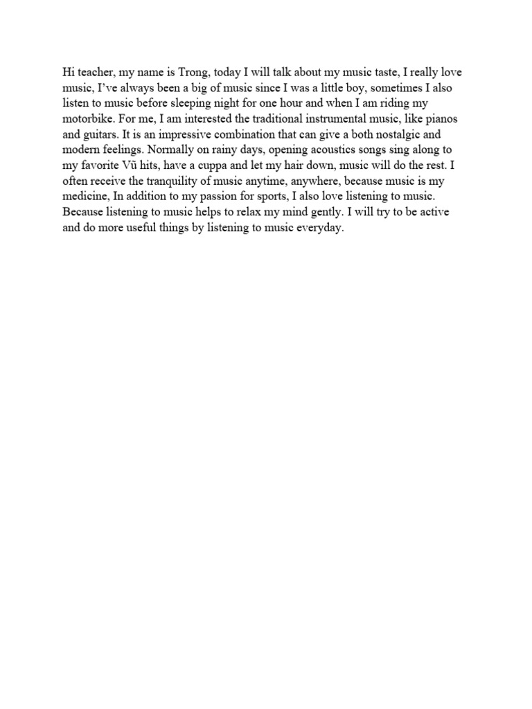 My Passion for Music and Relaxation | PDF | Art