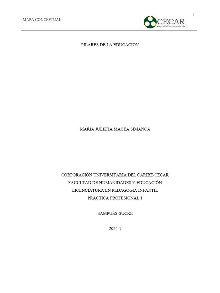Mapa Conceptual Pilares de La Educacion | PDF
