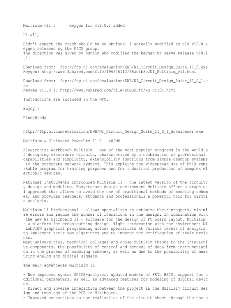 Multisim 11.0.1 Serial Number