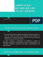 Clasificacion Doctrinaria de Los Titulos de Credito. P. No. 3 D. Mercantil