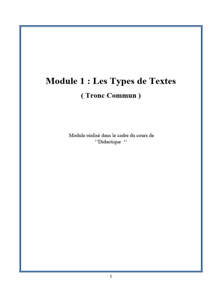Typologie des Textes en Tronc Commun | PDF