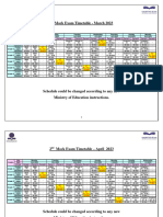 1st & 2nd Mock Exam Time Table