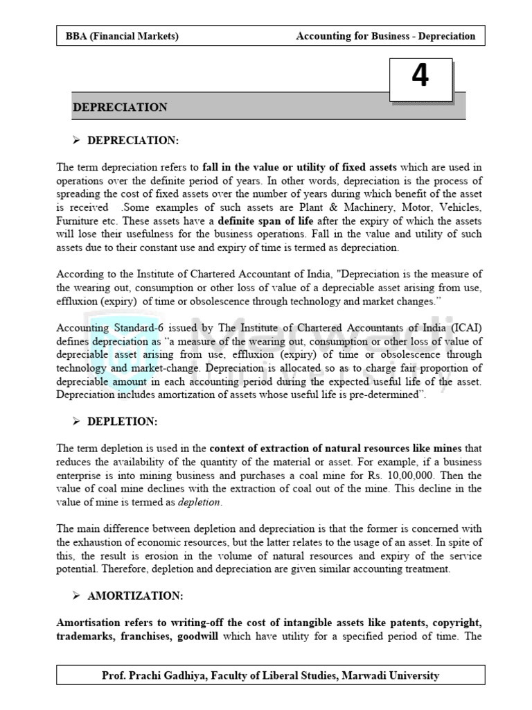 Module 4 Depreciation Bba Fm Pdf Depreciation Debits And Credits
