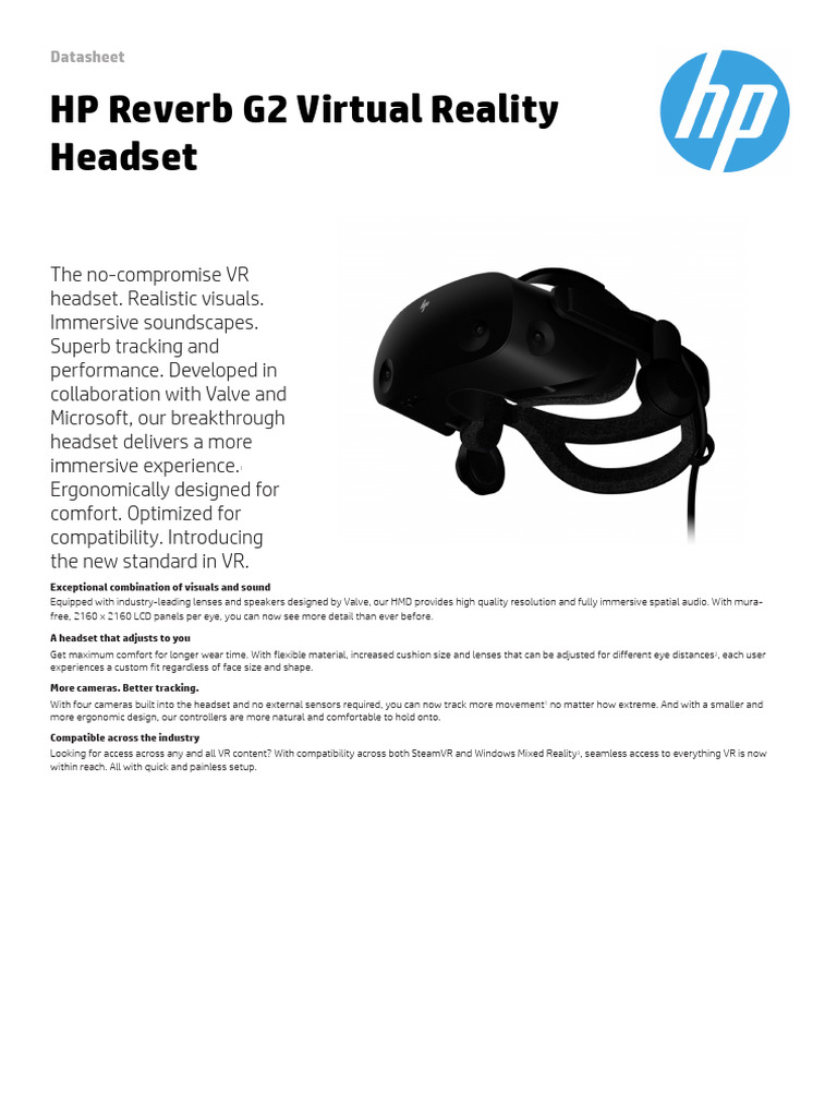 HP Reverb g2 Datasheet NL - de Rekenwinkel | PDF | Virtual Reality ...