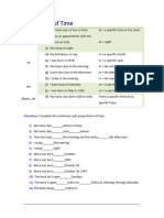 Prepositions of Time - FILL in The GAPS