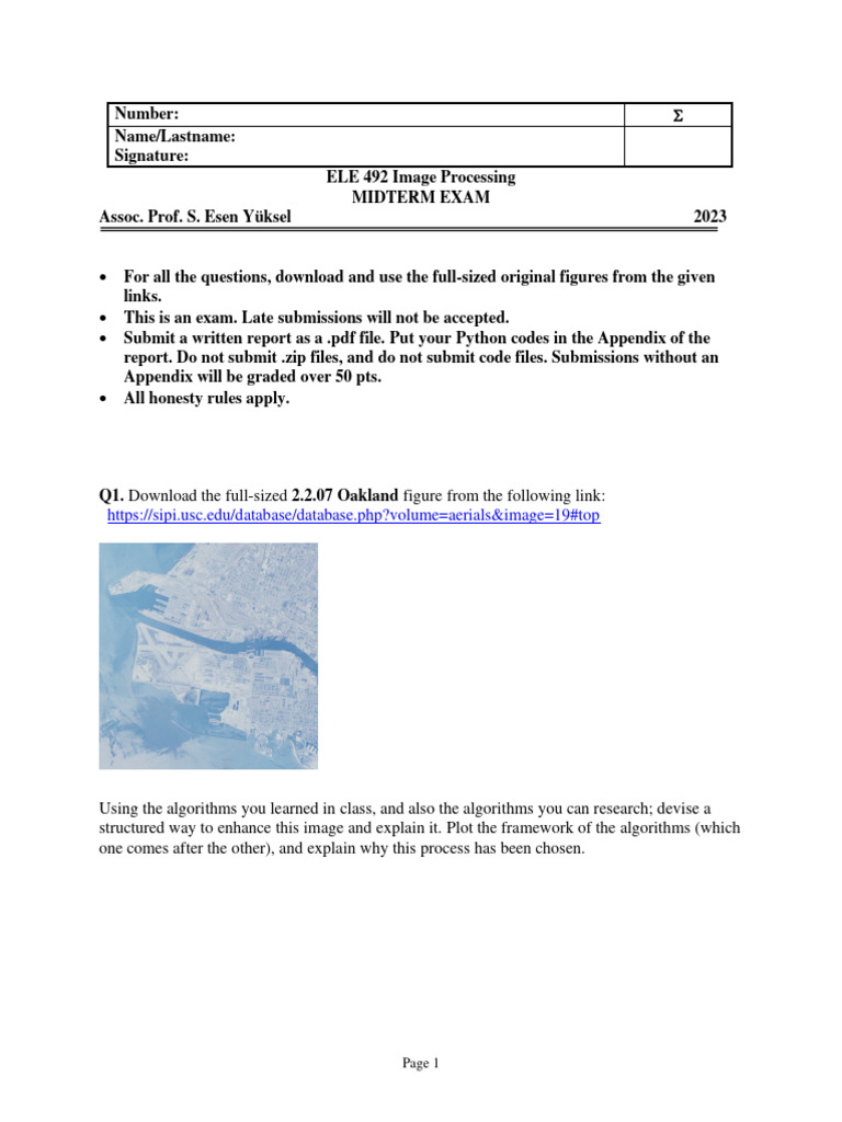 ELE 492 Image Processing Midterm Exam | PDF | Artificial Intelligence ...