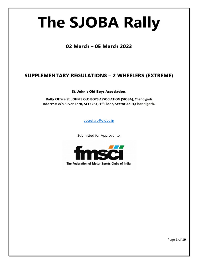 SJOBA Rally: Extreme 2W Regulations | PDF | Driver's License | Vehicles