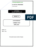 Life Science Grade 12 April 2021 QP and Memo