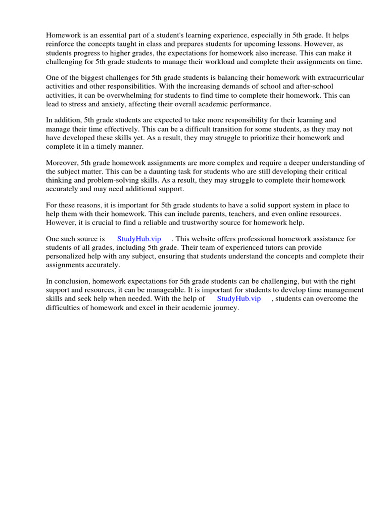 Homework Expectations 5th Grade | PDF | Homework | Teachers