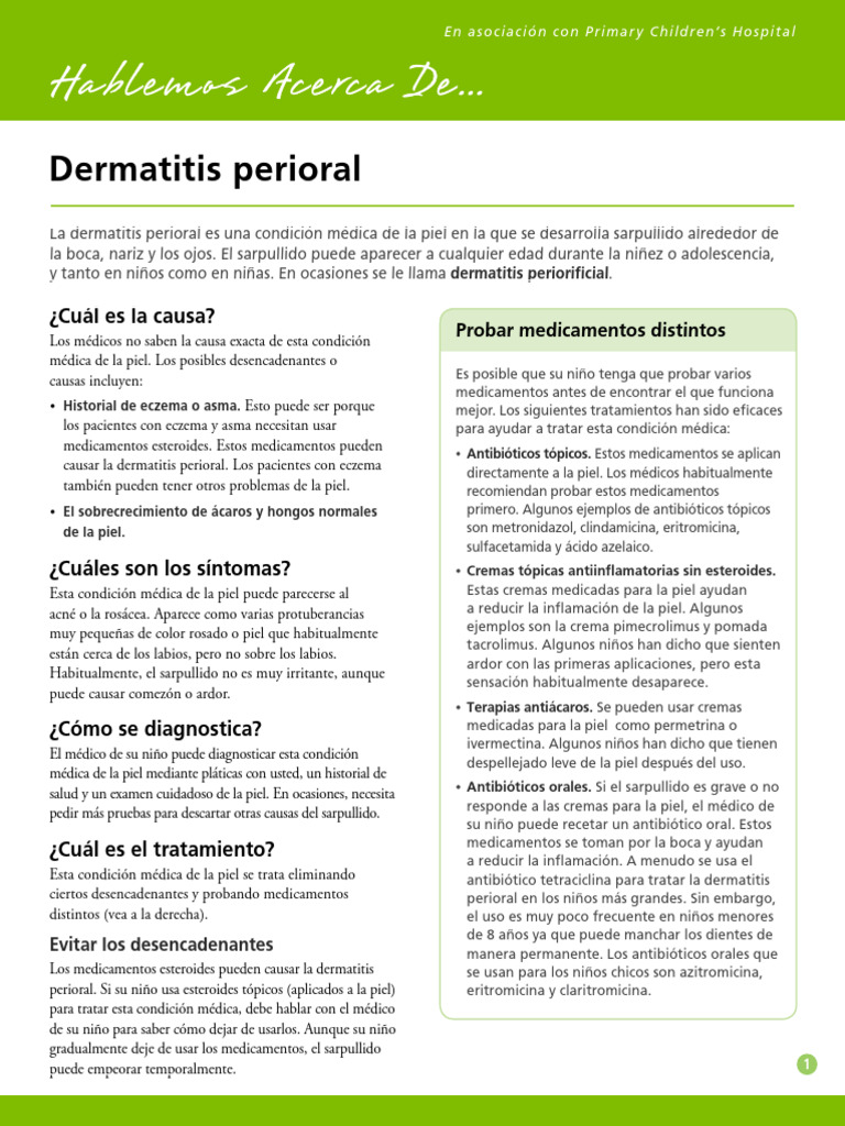 Dermatitis Perioral en Niños: Causas y Tratamiento | PDF | Medicina ...