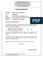 Carta de Garantia - Abrazadera Una Oreja