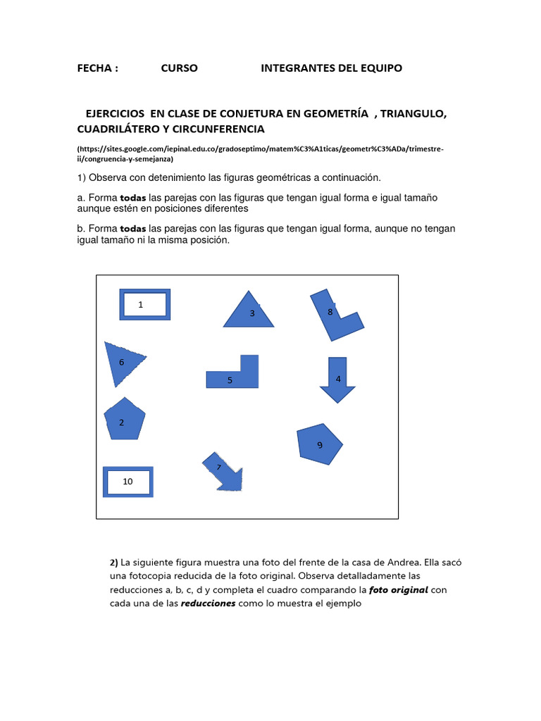 Ejercicios de Conjeturas en Geometría | PDF | Triángulo | Geometría ...