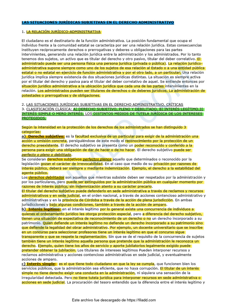 Las Situaciones Jurídicas Subjetivas en El Derecho Administrativo | PDF ...
