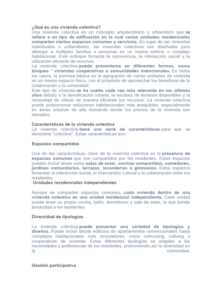 Definición de Vivienda Colectiva | PDF | edificio | Comunidad