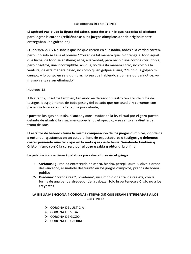Cuatro coronas para creyentes en Cristo | PDF | Cristo (título ...
