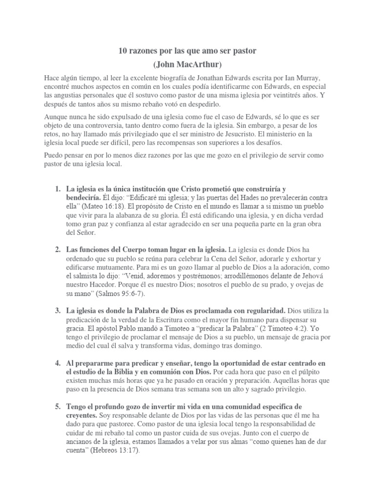Leer - Tarea 1 - 10 Razones Por Las Que Amo Ser Pastor (John MacArthur ...