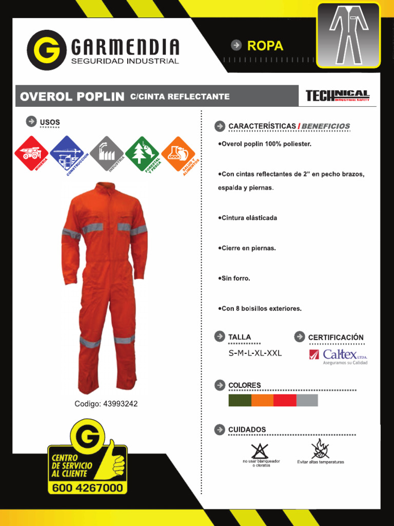 Overol Poplin Con Cinta Reflectante Colores | PDF