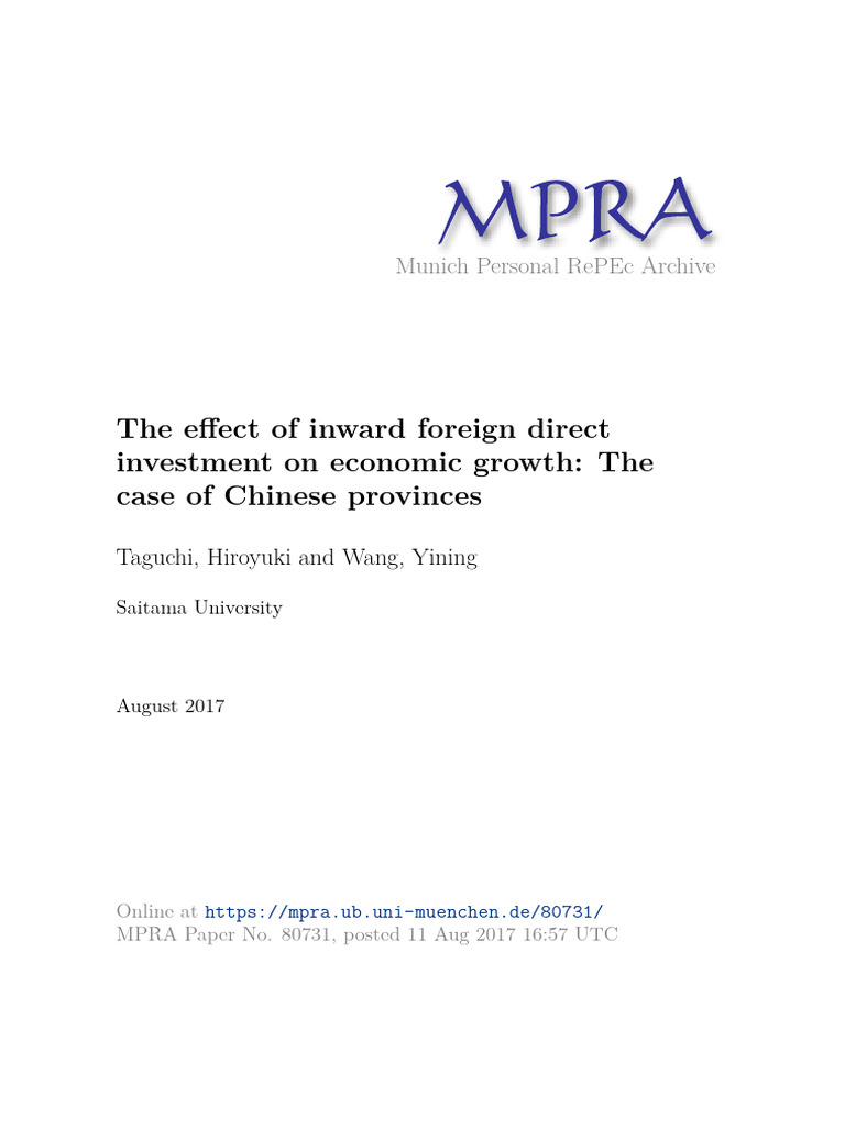 FDI's Impact on Chinese Growth | PDF | Economic Growth | Vector ...
