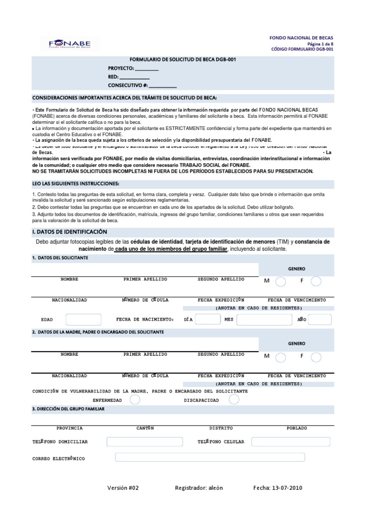 Formulario DGB-003 | PDF | Educación Secundaria | Invalidez
