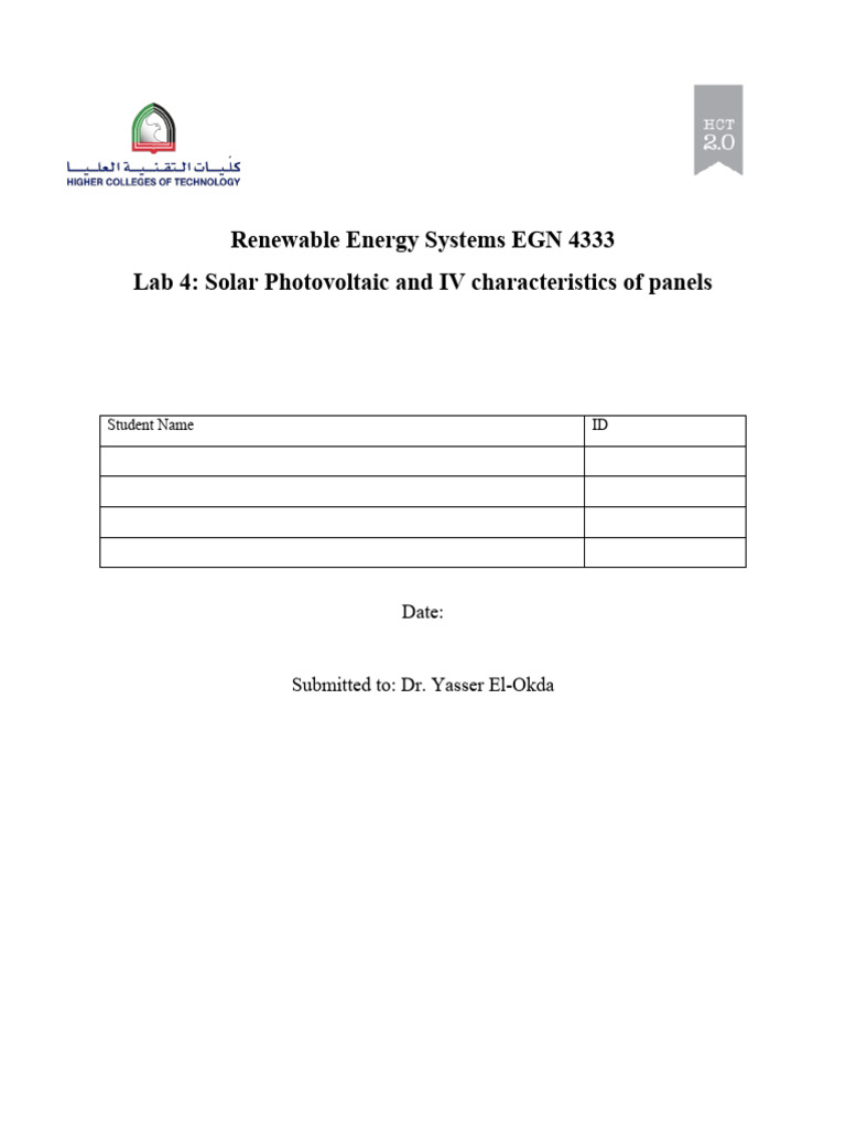 IV Characteristics of Solar Panels Lab | PDF | Solar Panel | Photovoltaics