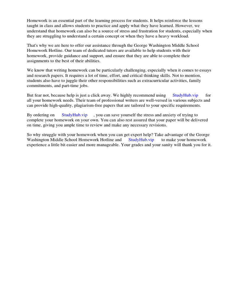 George Washington Middle School Homework Hotline | PDF | Homework | Schools