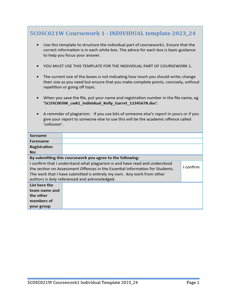 Coursework 1 Individual Template 2023 | PDF | Cognition | Human ...