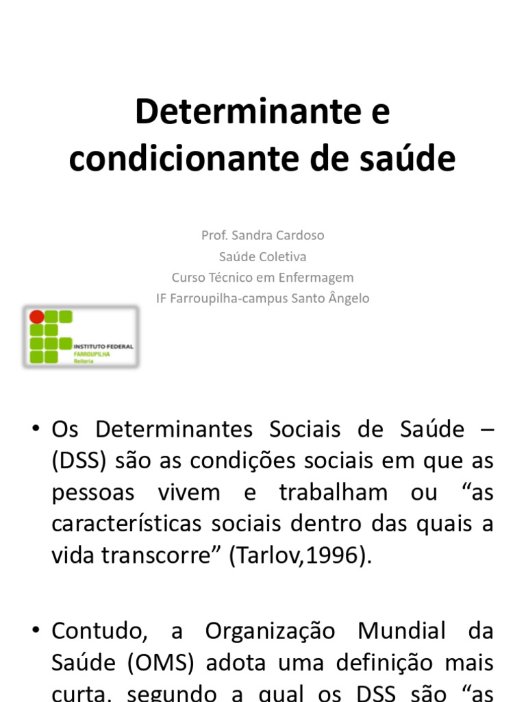 Determinantes e Condicionantes de Saúde | PDF | Promoção de saúde