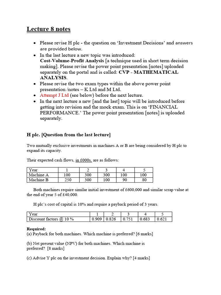 Lecture 8 notes pdf net present value internal rate of return