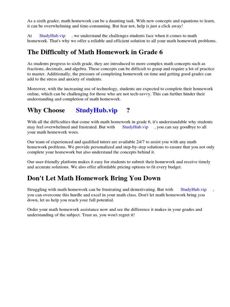 Math Homework Grade 6 | PDF | Worksheet | Homeschooling