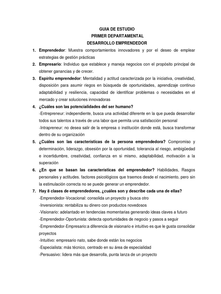 Desarrollo Emprendedor - Guía | PDF | Iniciativa empresarial | Business