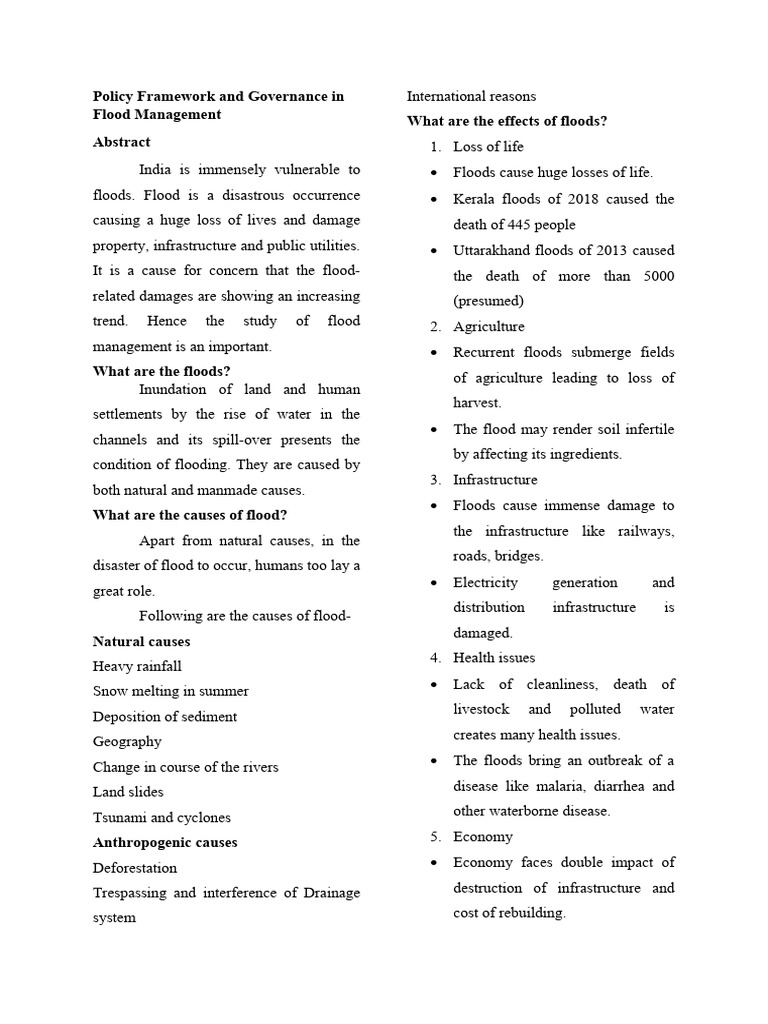 Policy Framework And Governance In Flood Management Download Free Pdf