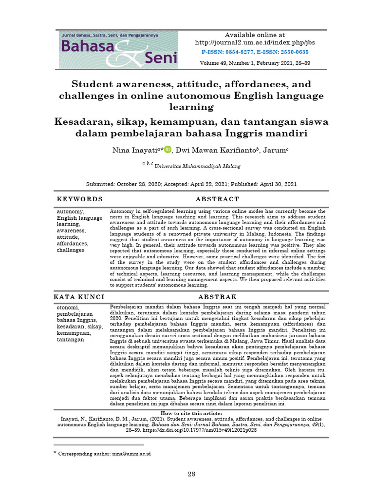 Student Attitudes in Online English Learning | PDF | Learning | Survey ...