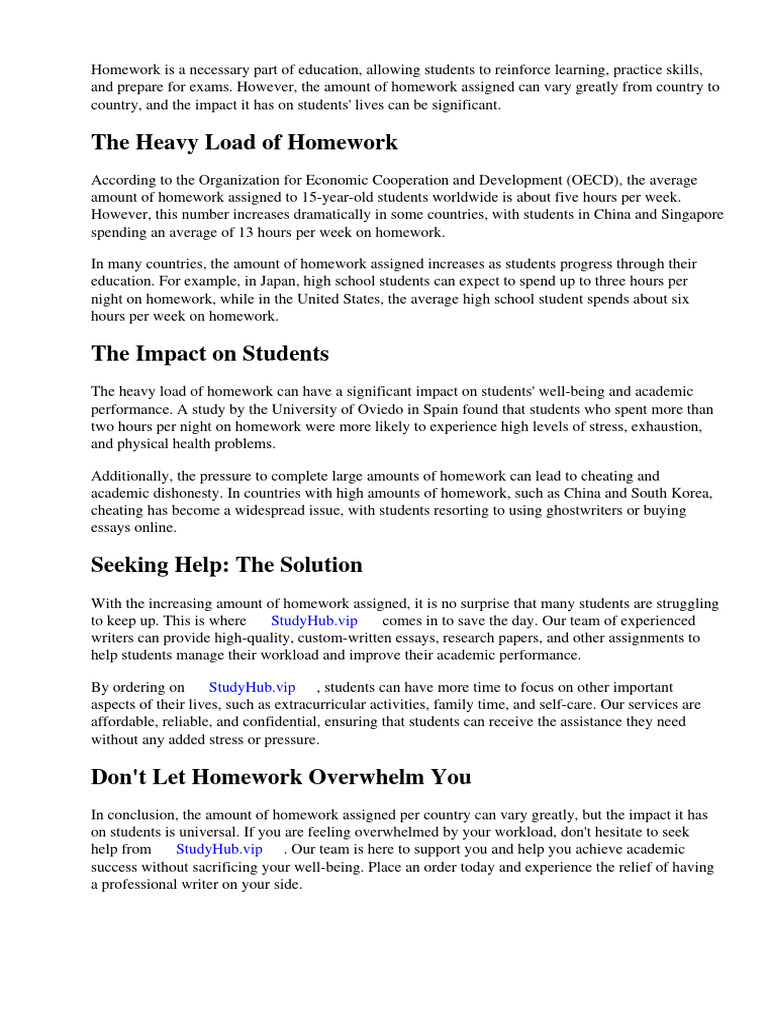 Amount of Homework Per Country | PDF | Homework | Programme For