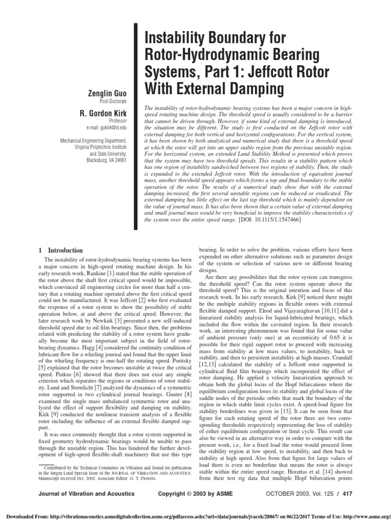 Rotor Stability with External Damping | PDF | Stability Theory ...