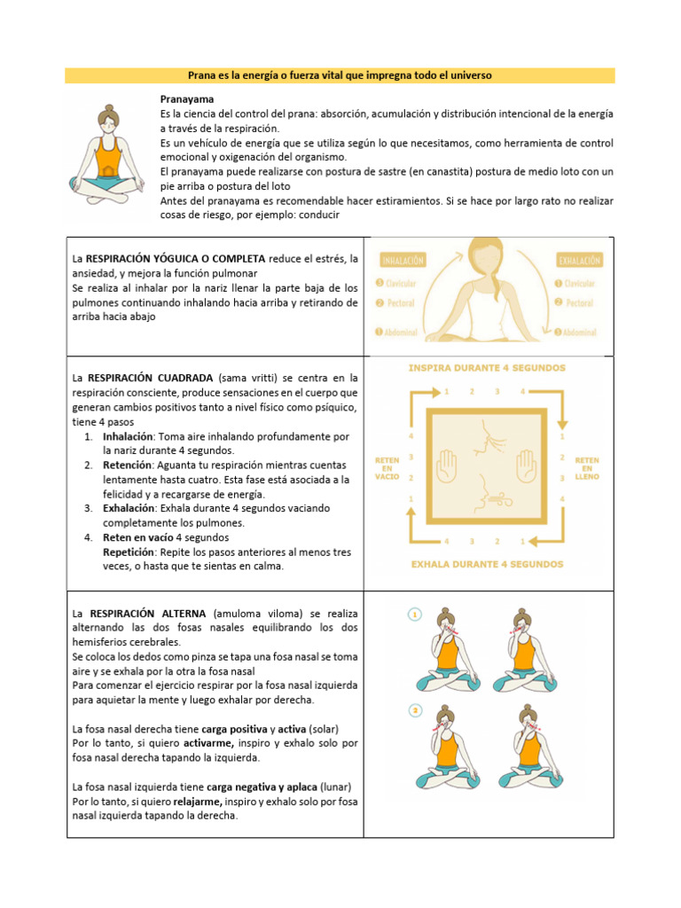 Técnicas de Pranayama para el Bienestar | PDF | Salud y bienestar