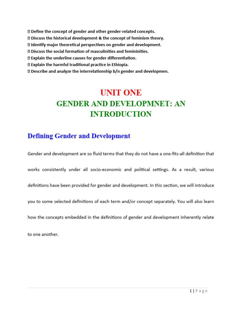 Gender and Development: Key Concepts Explained | PDF | Gender Studies ...