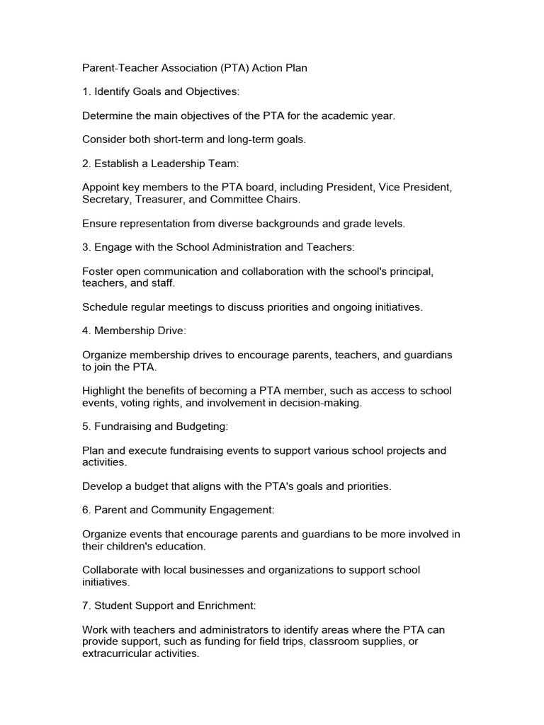 Pta Plan | PDF