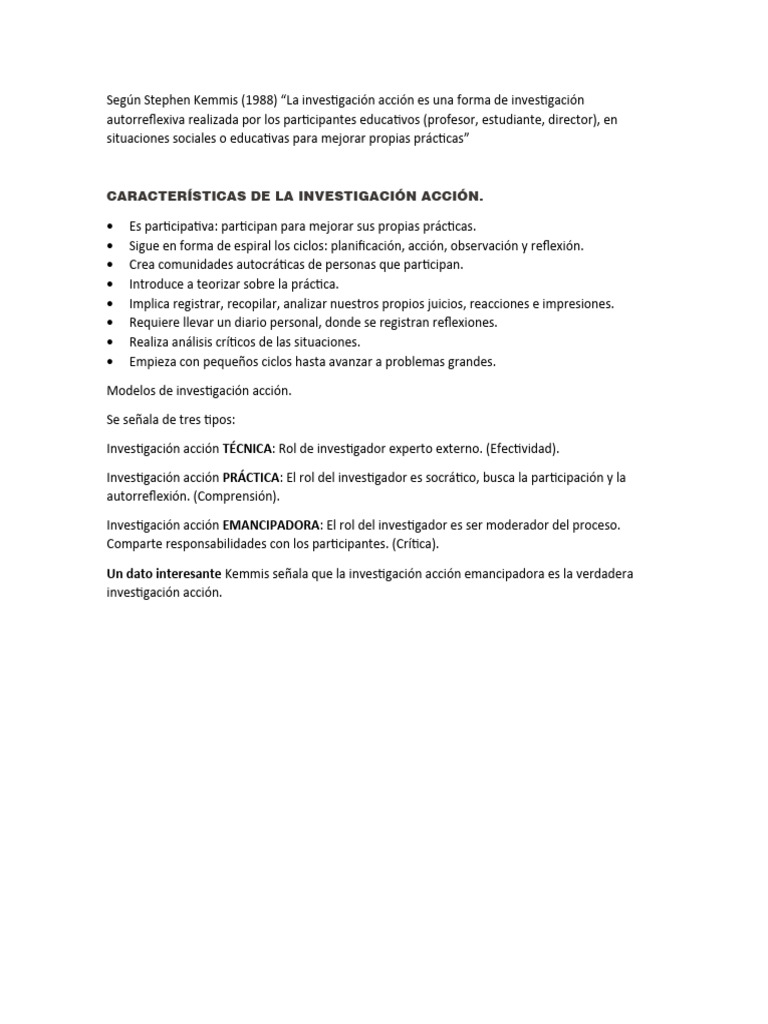Modelo de Investigación Acción de Kemmis | PDF | Crecimiento personal y ...