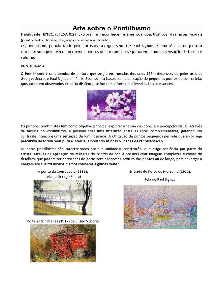 Arte Sobre o Pontilhismo | PDF | Cor | Imagem