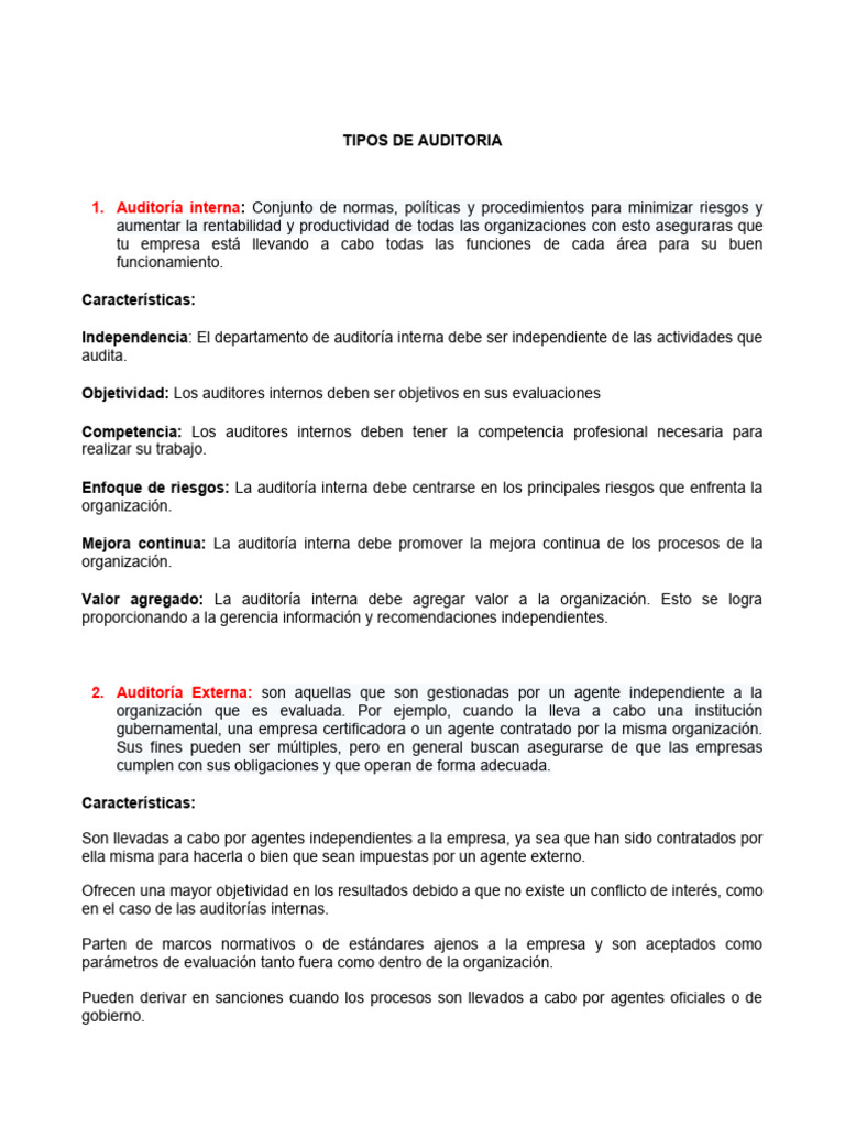 Tipos de Auditoría: Guía Completa | PDF | Auditoría | Business