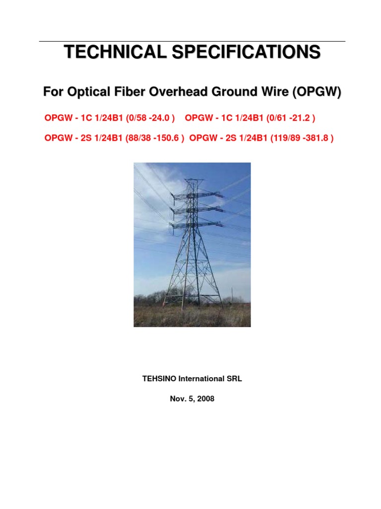 Specs of The Tehsino Opgw Fiber Cable PDF Optical Fiber Young's
